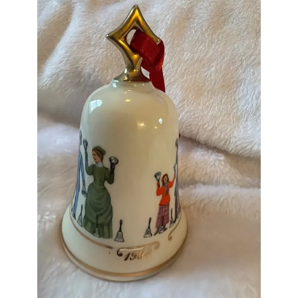 Lenox 1994 Musical Silver Bells Bell Christmas Ornament Porcelain Gold Trim